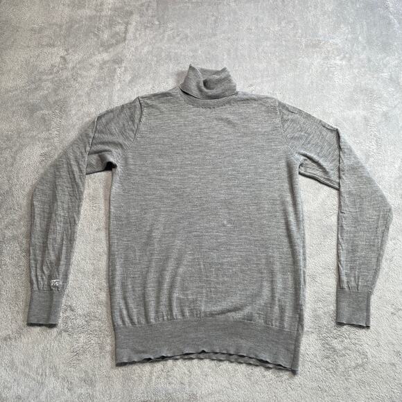 True Merino Sweater Mens Extra Large Grey Turtleneck Classic Luxury Soft Fitted - Picture 1 of 8